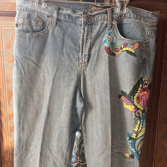 Vtg Z Cavaricci Jeans Womens High Rise Embroidered flower Straight Leg Boho S 14 - Picture 6 of 16